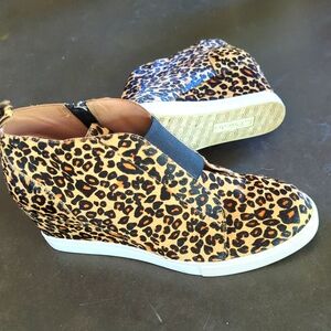Real Fur Linea Paolo Felicia III Leopard Zip-Up Leather Platform Bootie Sneakers